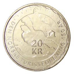 Монета 20 крон 2018 года Норвегия  150 лет норвежской треккинговой ассоциации