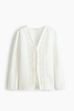 Blazer en mezcla de lino con lazadas