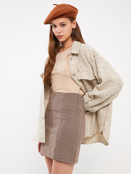 Ekstra Dar Fit Ekose Kad?n T?p Etek