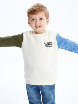 Bisiklet Yaka Uzun Kollu Bask?l? Erkek Bebek Sweatshirt - Waikiki фото 3