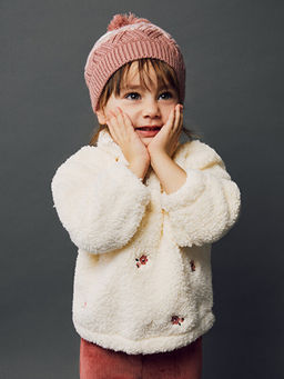 Dik Yaka Nak??l? Pel?? K?z Bebek Sweatshirt