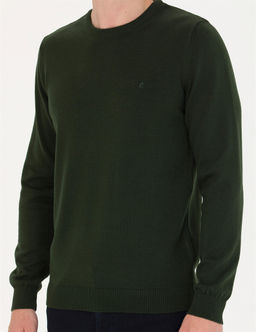 Koyu Ye_il Slim Fit Bisiklet Yaka Basic Triko Kazak - Pierre cardin фото 6