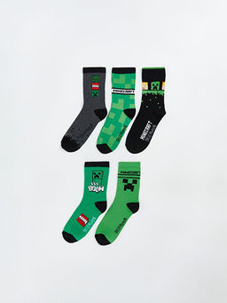 Minecraft Bask?l? Erkek ?ocuk Soket ?orap 5li