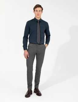 Lacivert Regular Fit Uzun Kollu Klasik G_mlek