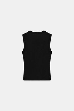 CAMISETA ALGOD?N  ESCOTE PICO / Negro - Zara фото 2