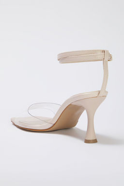 Trendyol Shoes Bej Vinil Bantl? Bilekten Baglamal? Kare Burun Kad?n Topuklu Sandalet TAKSS25TO00011 - Trendyolmilla фото 3