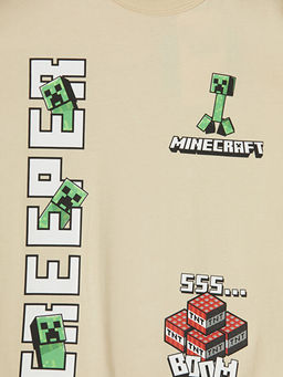 Bisiklet Yaka Minecraft Bask?l? Erkek ?ocuk Ti??rt