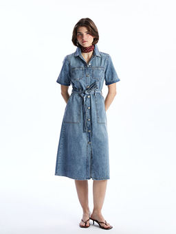 G?mlek Yaka Kad?n Jean Elbise