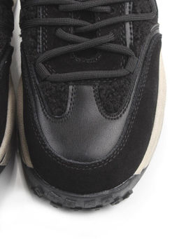 04-XKL23-138R BLACK Кроссовки утепленные женские (натуральная кожа, натуральная замша, байка)