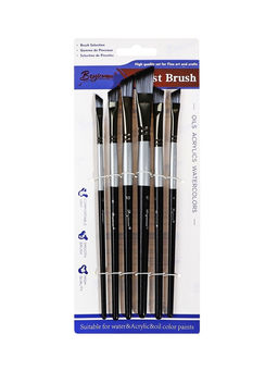 Набор кистей синтетика (№2.4.6.8.10.12) плоские, скошенные, 6 штук (международный размер)