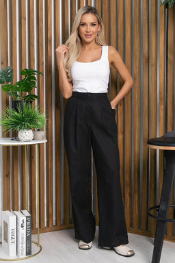 Брюки льняные Мэрлин (черные) Б13952-7М