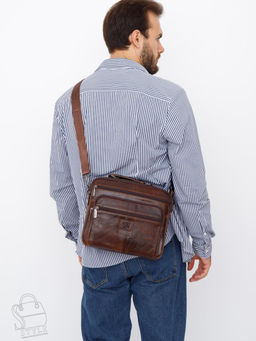 Сумка мужская кожаная 608M brown Fuzhiniao