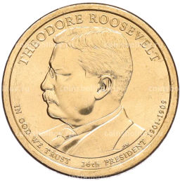 Монета 1 доллар 2013 года (D) США 26-й президент США Теодор Рузвельт