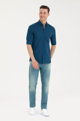 Мужские голубые джинсы