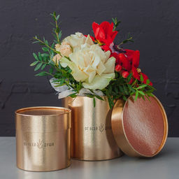 Набор коробок золотых 2 в 1, упаковка подарочная, «От всей души», 12 х 12, 15 х 15 см