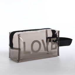 Косметичка ПВХ L-б/н LOVE, 19*8*11, отд на молнии, черный