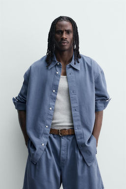 CAMISA LAVADA RELAXED FIT / Azul vigor? - Zara фото 2