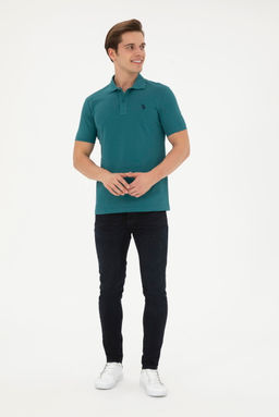 Мужская темно-зеленая базовая футболка - U.s. polo assn фото 4