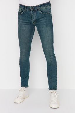 TRENDYOL MAN Indigo Skinny Fit Esnek Kumas Dar Kesim Eskitme Gorunumlu Jeans Kot Pantolon TMNAW22JE0311