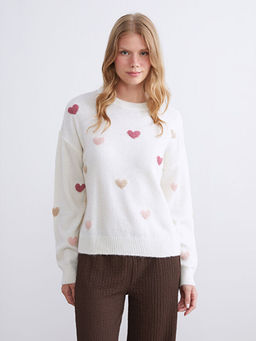 Bisiklet Yaka Desenli Kad?n Triko Kazak