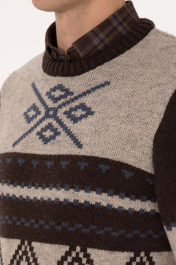 Erkek Comfort Fit Bisiklet Yaka Kahverengi Kazak - U.s. polo assn фото 7