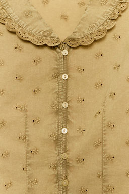 CAMISA CUELLO BOBO BORDADOS / Mostaza - Zara фото 4