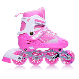 Роликовые коньки раздвижные, PU колёса со светом, размер S, розовые, в сумке