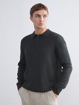 Polo Yaka Uzun Kollu Erkek Triko Kazak