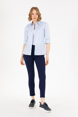 Женская голубая базовая рубашка с длинным рукавом - U.s. polo assn фото 4