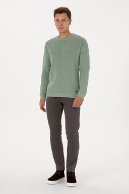 Erkek Comfort Fit Bisiklet Yaka Ye_il Melanj Basic Kazak - U.s. polo assn фото 4