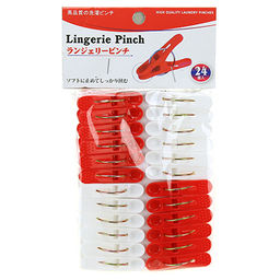 Прищепка пластмассовая 24 штук "Белое и красное" (Китай)