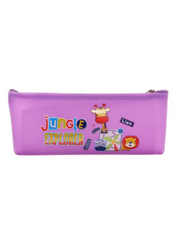 Пенал школьный на молнии Calligrata Зверушки, с принтом, сиреневый  фото 2