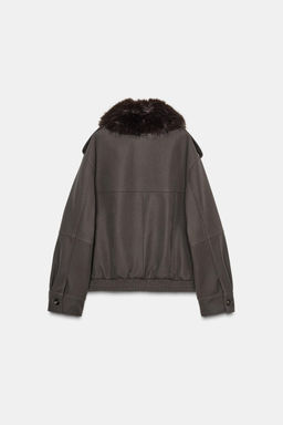 DETACHABLE COLLAR FAUX SUEDE JACKET - Zara фото 8