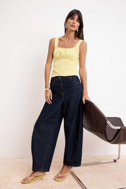 Kiremit Fitted/Vucuda Oturan Kare Yaka Kal?n Ask?l? Kolsuz Pamuklu Esnek Orme Atlet TWOSS26AL00030 - Trendyolmilla фото 6