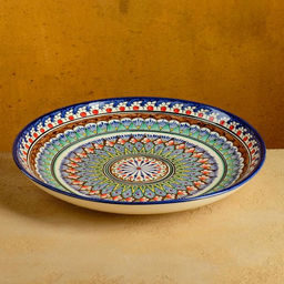 Ляган узбекский Риштанская Керамика «Узор», d=31 см, синий