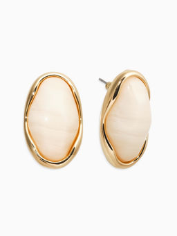 Серьги «Стиль» овал вытянутый, белые в золоте