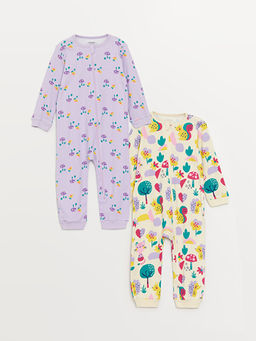 Bisiklet Yaka Bask?l? K?z Bebek Tulum 2li