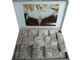 Скатерть EFOR YILDIZ 160x220 прямоугольная с 8 салфетками капучино