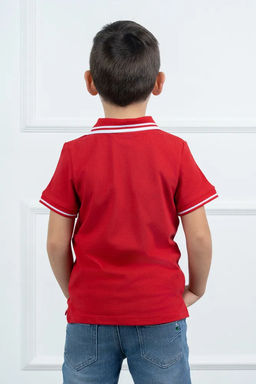 Футболка детская Поло, кор. рукав, цвет Красный, пике карде, 100% х/б - 5+ фото 2