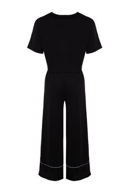 Trendyolmilla Siyah Pamuklu Eglence Bask?l? Biye Detayl? Orme Pijama Tak?m? THMSS21PT0953 фото 10