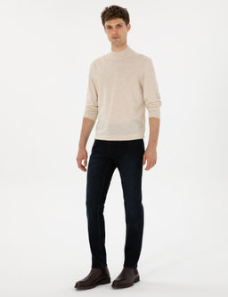 Koyu Lacivert Slim Fit Pamuk Kar___ml_ Jean Pantolon - Cacharel фото 3