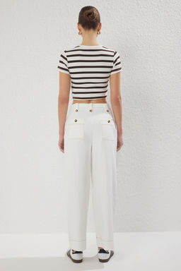 Trendyolmilla Beyaz Kal?n Gabardin %100 Pamuk Kumas Wide Leg Extra Genis Paca Pantolon TWOSS25PL00100  фото 4