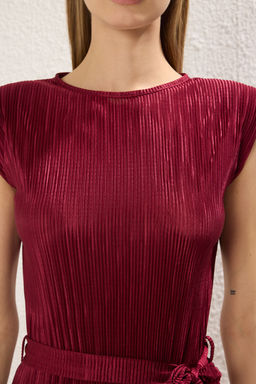 TRENDYOLMILLA Fusya Duz Vatkal? Midi Vatkal? Kusakl? Pilise Orme Elbise TWOSS24EL00131  фото 12