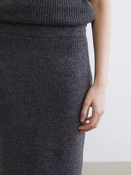 Beli Lastikli Fitilli Triko Etek