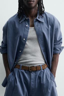 CAMISA LAVADA RELAXED FIT / Azul vigor? - Zara фото 7