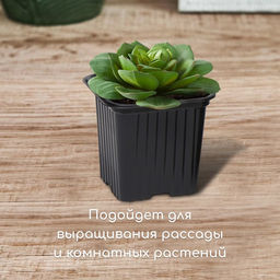 Цена за 5 шт. Горшок для рассады, 210 мл, d=7 см, h=6.5 см, чёрный, в наборе 5 шт., Greengo