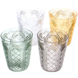 Цена за 2 шт. Стакан пластиковый 350мл "Веер" в наборе 4шт, микс цветов