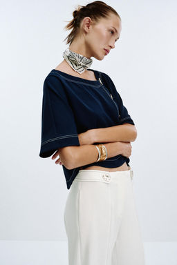 CONTRAST STITCHING TROUSERS WITH BELT LOOPS - Zara фото 4