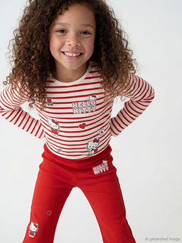 ?izgili Hello Kitty Bask?l? K?z ?ocuk Ti??rt