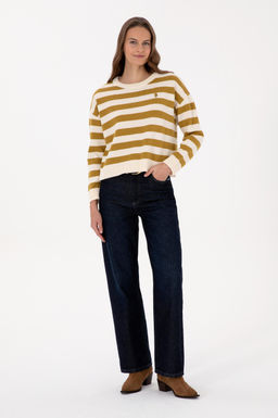 Kad_n Krem _izgili Bisiklet Yaka Kazak - U.s. polo assn фото 4